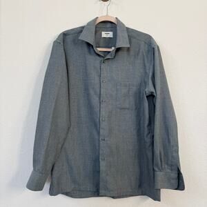 RENOMA Paris Classic Textured Button Down Shirt Blue Long Sleeve XL Minimalist‎